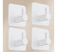 Aikzik 4 Self Adhesive Hooks, Extra Sticky and Strong, Stick on Hooks