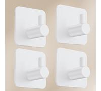 Aikzik 4 Self Adhesive Hooks, Extra Sticky and Strong, Stick on Hooks for Hanging up to 8KG, Coat Hook on Wall or Door for Towel, Coat, Hat, Key - White