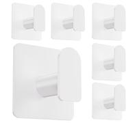 Aikzik 6 Pack Self Adhesive Hooks, Heavy Duty Sticky Hooks Max 8kg, Hooks for Hanging Coat, Towel, Robe, Key, Stick on Bathroom, Kitchen, Door and Wall, Stainless Steel - White