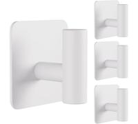 Aikzik Large Self Adhesive Hooks - 26lb Max, Heavy Duty Stainless Steel Sticky Hooks, Strong Hooks for Hanging for Towel, Coat, Robe, Key, Stick on Bathroom, Kitchen, Door and Wall - White(4 Pack)