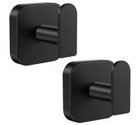 Aikzik Large Suction Cup Hooks - 26lb Max, Heavy Duty Self Adhesive Hooks Stainless Steel, Sticky Hooks for Hanging for Towel, Coat, Robe, Stick on Bathroom, Kitchen, Door and Wall - Black(2 Pack)