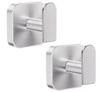 Aikzik Large Suction Cup Hooks - 26lb Max, Heavy Duty Self Adhesive Hooks Stainless Steel, Sticky Hooks for Hanging for Towel, Coat, Robe, Stick on Bathroom, Kitchen, Door and Wall - Silver(2 Pack)