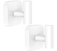 Aikzik Replaceable Self Adhesive Hooks 12kg, Extra Sticky Strong, White | Rustproof Stainless Steel, With 2 Extra Adhesive Pads, Wall Hooks for Towels & Coat, Stick on Bathroom, Kitchen, Door, 2 Pack
