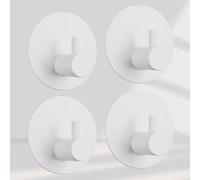 Aikzik Self Adhesive Hooks 4 Pack, Sticky Hooks Heavy Duty Stainless Steel - Over 8kg Load, Hooks for Hanging Towel, Coat, Robe, Key, Stick on Bathroom, Kitchen, Door or on Wall - White