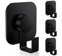 Aikzik Self Adhesive Hooks, Extra Sticky and Strong 26lb Max, Heavy Duty Stainless Steel Large Hooks, Hook for Hanging for Towel, Coat, Key, Stick on Bathroom, Kitchen, Door, Wall, Black, 4 Pack
