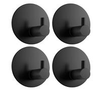 Aikzik Self Adhesive Hooks, Heavy Duty Stick on Door, Wall, Strong Sticky Holder Hanging up to 8KG for Towel, Keys, Waterproof and Rustproof in Shower Bathroom Kitchen, Black, 4 Pack