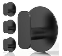 Aikzik Strong Self Adhesive Hooks - 4 Pack Heavy Duty 26lb(Max), Stainless Steel Sticky Hooks for Hanging for Towel, Coat, Robe, Stick on Bathroom, Kitchen, Door and Wall, Black