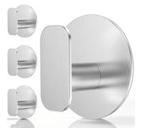 Aikzik Strong Self Adhesive Hooks - 4 Pack Heavy Duty 26lb(Max), Stainless Steel Sticky Hooks for Hanging for Towel, Coat, Robe, Stick on Bathroom, Kitchen, Door and Wall, Silver