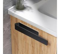 Aikzik Towel Rail No Drilling, Towel Holder Self Adhesive, Hand Towel Holder Aluminium Full Metal, Towel Rail for Bathroom & Kitchen (Pack of 2, Black)