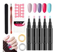 Ail Gel Pen Set, Nail Polish Set, 3 In1Nail Varnish Pens, Nail Graffiti Pens, Quick-Drying Nail Polish, Gel Polish Kit, Manicure Nail Pens, Long-Lasting, 5 Pieces