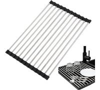 Ailah Foldable Sink Drainer Rack 43×35cm - Silicone-Coated Steel Kitchen Drainer Rack for Dishes, Fruit & Vegetables, Space-Saving Sink Drainer for Modern Worktops & Small Kitchens, Kitchen Organiser