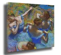 AiLai Edgar Degas-Blue Dancers 1899 Canvas Wall Art Poster Home Decor Ready to Hang(20x20cm 8"x8",Framed)