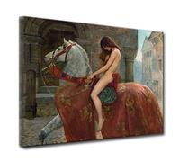 AiLai John Collier-Lady Godiva Canvas Wall Art Poster Home Decor Ready to Hang(90x117cm 35"x46",Framed)