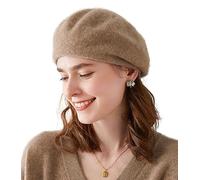 Ailaile Cashmere Berets Beanie Hats Women Winter Warm Merino Wool Fashion Knit Cap, Camel, One Size