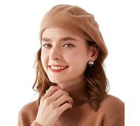 Ailaile Cashmere Berets Beanie Hats Women Winter Warm Merino Wool Fashion Knit Cap, Gold Camel, One Size