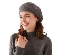 Ailaile Cashmere Berets Beanie Hats Women Winter Warm Merino Wool Fashion Knit Cap, Gray, One Size
