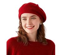 Ailaile Cashmere Berets Beanie Hats Women Winter Warm Merino Wool Fashion Knit Cap, Red, One Size