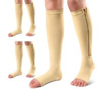 Ailaka 15-20 mmHg Zipper Compression Socks for Women Men, 3 Pairs Open Toe