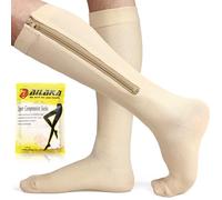 Ailaka 15-20 mmHg Zipper Compression Socks for Women Men, Closed Toe