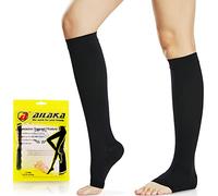 Ailaka 20-30 mmHg Compression Calf Socks for Women & Men, High Open Toe Graduated Support Varicose Veins Knee Stockings Hosiery, Travel, Nurses, Pregnancy, Recovery