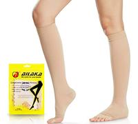 Ailaka 20-30 mmHg Compression Calf Socks for Women & Men, High Open Toe Graduated Support Varicose Veins Knee Stockings Hosiery, Travel, Nurses, Pregnancy, Recovery