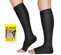 Ailaka 20-30 mmHg Compression Socks for Women Men, Wide Calf Open Toe