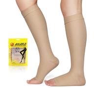 Ailaka 20-30 mmHg Compression Socks for Women Men, Wide Calf Open Toe