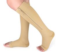 Ailaka Medical Compression Socks with Zipper, Knee High 15-20 mmHg Compression Socks for Women Men, Open Toe Support Socks for Varicose Veins, Edema, Recovery, Pregnant, Nurse