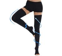 Ailaka Thigh High Medical Compression Stockings for Women Men, Open Toe Firm 20-30 mmHg Graduated Compression with Silicone Band for Varicose Veins, Edema, Post-Surgery