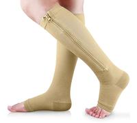 Ailaka Zipper 15-20 mmHg Compression Socks for Women Men, Knee High Open Toe Support Graduated Medical Varicose Veins Hosiery for Edema, Swollen, Pregnancy, Recovery (1 Pair)