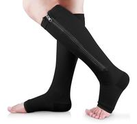 Ailaka Zipper 15-20 mmHg Compression Socks for Women Men, Knee High Open Toe Support Graduated Medical Varicose Veins Hosiery for Edema, Swollen, Pregnancy, Recovery (1 Pair)