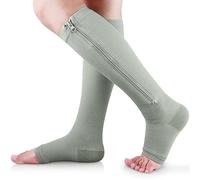 Ailaka Zipper 15-20 mmHg Compression Socks for Women Men, Knee High Open Toe Support Graduated Medical Varicose Veins Hosiery for Edema, Swollen, Pregnancy, Recovery (1 Pair)