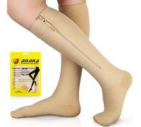Ailaka Zipper Compression Socks for Men Women - 20-30 mmHg Close Toe Knee High Medical Compression Socks with Zipper, Zip Up Socks for Varicose Veins, Edema, Recovery, Pregnant, Nurse (Large)