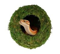 AILAMIAO Mossy Cave Reptile Hide, 4-7 inch Vivarium Decor, Artificial Green Moss - Humid Hideaway for Crested Gecko, Leopard Gecko, Frog & Snake, Bioactive Habitat Decoration (XL)