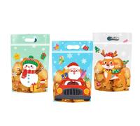 Ailan 50 Pieces, Bags, Merry Christmas Handles, Reusable Resealable Claus Large Durable, Made Suitable For Party Gift, 3-in-1 Mix