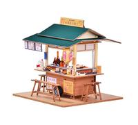 Ailan Assembled Toys Materials Craft Diorama Scenery Handmade Mini Toy Food Shop Display For Parties Dollhouse Street Food Stall Is Made Of Wood Store Display Dollhouse Kits Funiture Mould Toys