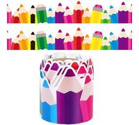 Ailan Bright Pencil Patterns Colorful Classroom Decoration Pencil Border Vibrant Displays Borders Display for Offices Homes