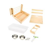 Ailan Bunny Hay Feeder With Litter Tray Wooden Keeps Feeding Organized While Encouraging Healthy Eating Habits For Bunnies Wooden Bunny Hay Holder Rack Manger With Toilet