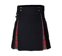 Ailan Classic Scottish Mens Watches - Stylish Plaid at Price Wrist Watches for Men Cheap Linen for Female Pleated Skirt, Red Plus Black, XXL