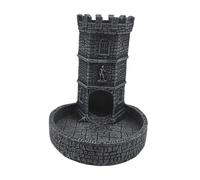 Ailan Compact Dice Rolling Tower Provides Fairness And Randomness While Offering Convenient Option For Board Games And Tabletop Fun Resin Wall Carving Dice Rolling Tray, Grey Black, 11x9.5x12cm