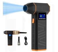 Ailan Compressed Air Duster, 130000 RPM Electric Air Duster with digital display,4 speed adjustable,2 IN 1 Super power Mini Jet Blower for Cars, PC Material Dust Removal (With dust suction nozzle)