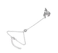 Ailan Elegant Adjustable Slave Bracelet Stunning Full Crystals Fashionable Silver Bracelet Gift For All Rhinestone Ring Innner DiameterApprox. 0.7 Inch/18 Mm Ring To Wrist
