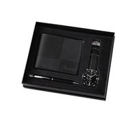 Ailan Elegant Birthday Gift Set Features Watch Wallet Pen Set Complete With Beautifully Packaged Gift Box Mens Includes Wallet Box Elegant Beautifully Packaged Fathers Day, Black, 21x15x2.5cm