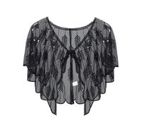 Ailan Flappers Shawl Banquet Women Accessories Evening Cape Accessories Women Polyester Shawl With Sequins 1920s Shawl Wraps, E