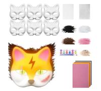 Ailan Glow In Dark Fluorescence Cat Shape Mask Set Blank Mask Half Face Hand Drawn Animal Cat Shape Diy Kit Paper, type+2