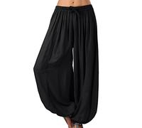 Ailan Lounging Wide Leg Trouser Pants Plus Size Jogging Yoga Sweatpants Girls Beach Wear Summer Pant Workout Trousers, Black, L