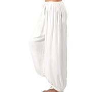 Ailan Lounging Wide Leg Trouser Pants Plus Size Jogging Yoga Sweatpants Girls Beach Wear Summer Pant Workout Trousers, White, XL