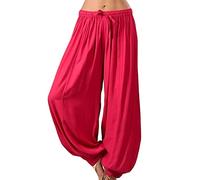 Ailan Lounging Wide Leg Trouser Pants Plus Size Jogging Yoga Sweatpants Girls Beach Wear Summer Pant Workout Trousers, Red, XXL