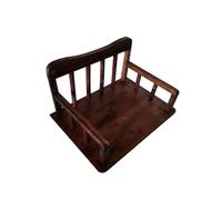 Ailan Newborn Photography Props Posing Aid Wood Bed Infant Handmade Furniture for Hundred Days Baby Shower Full Moon, Coffee Color