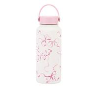 Ailan Pink Water Bottle with Flip Straw and Handle Leak Proofs Stainless Steel for Water Bottle 32oz Bow for, A